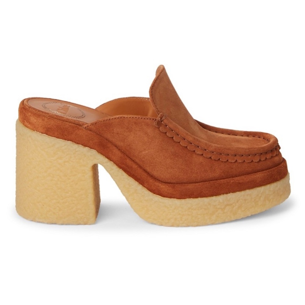 Chloé Jamie Suede Platform Mules Size 6 (36). 2.75” Rubber block heel.